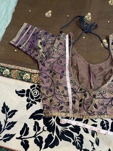 Elegant Brown Saree with Embellishments