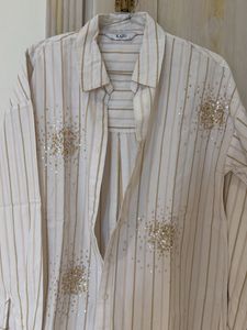 Sparkly Striped Button-Up Shirt