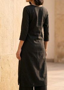 Embroidered Black Kurta