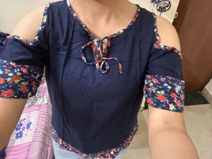 Stylish Cold Shoulder Denim Top