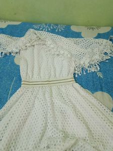 Elegant White Crochet Summer Dress