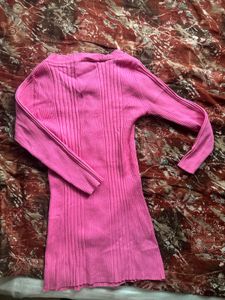Pink Ribbed Square Neck Top