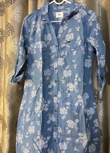 Blue Floral Shirt Dress| Good for casual wear