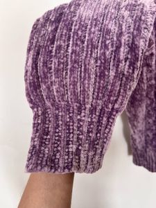 Purple Knit Mock Neck Sweater