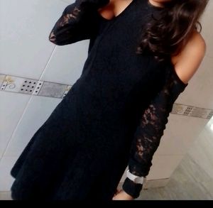 Off Shoulder Black Net One Piece