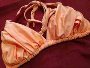 Coral Ruched Bikini Top