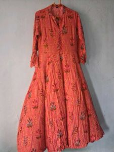 Orange Floral Print Kurta