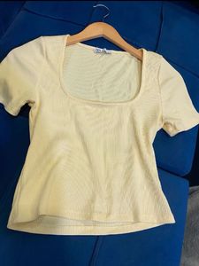 Zara Yellow Square Neck Top