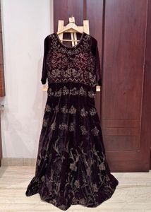 Wine Velvet Ethnic Gown