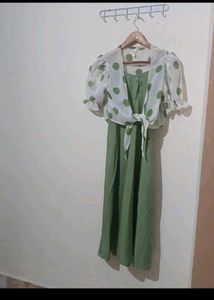 Green Polka Dot Dress with Bolero