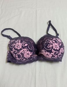 Purple Floral Lace Bra