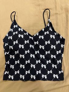 Chic Bow Print Camisole Top