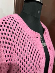 Pink Knit Cardigan - Stylish Layer