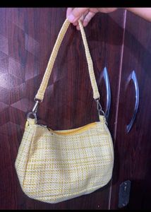 Chic Yellow Woven Shoulder Bag
