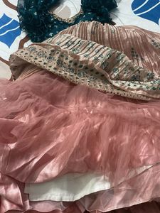 Beautiful Teal &amp; Peach long frock