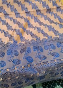 Peach and Slate Floral Banarasi Fabric