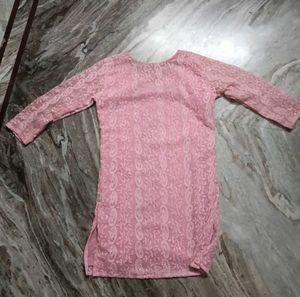 Pink Chikankari Kurta with Sequins