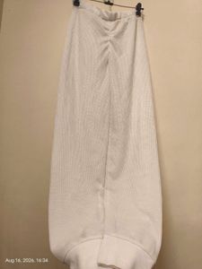 White Ribbed Wide joggers