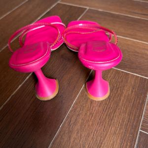 Hot Pink Embellished Heeled Sandals