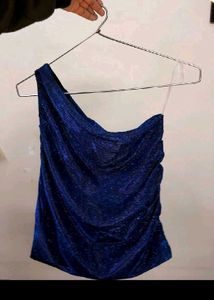 Sparkly One-Shoulder Blue Top