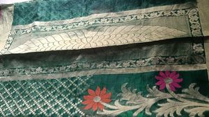 Green Floral Embroidered Saree