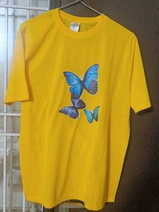 Yellow T-Shirt with Butterfly Print