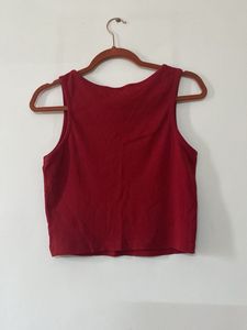 Red Sleeveless Crop Top