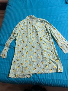 Cute Lemon Print Long Sleeve Dress