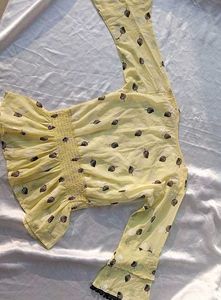 Lemon Yellow Printed Top