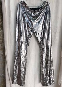 flared silver pants