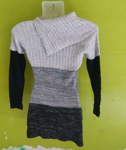 Gray Knit Tunic Sweater