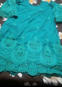 Teal Embroidered Kurti