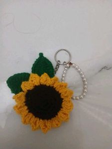 2 Sunflower Crochet Keychain