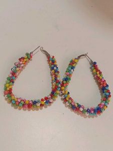 Colorful Beaded Hoop Earrings