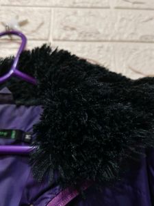Purple Puffer Jacket with Fur Hood