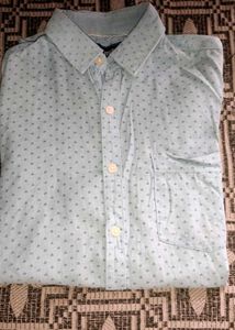 Men's Light Blue Printed Button-Down Shirt