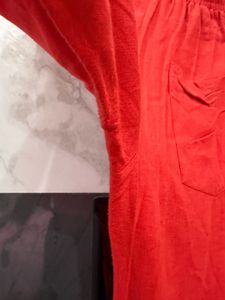 Bright Red Wide-Leg Lounge Pants