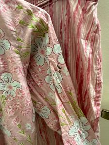 Pink Floral Print Kurta Set