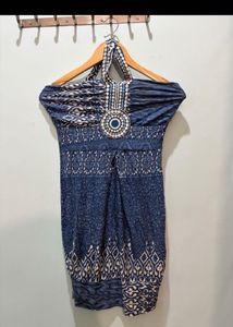 bohemian halter blue dress