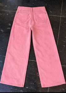 Pink Wide Leg Denim Jeans
