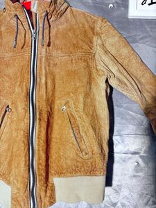 Men's camel  Suede Bomber Jacket
