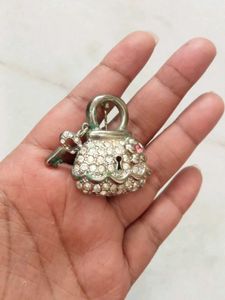 vintage Lock &amp; Key Charm Brooch