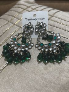 Elegant Green Dangle Earrings