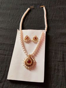 Pearl Necklace and Earring Set