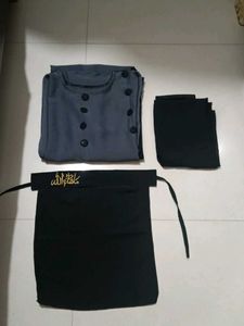 Elegant Grey Abaya with Black Accents