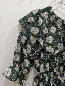 *New*Floral Midi Dress with Ruffle Collar