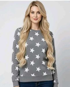 Grey Star Print Sweatshirt