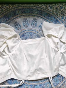 Chic White Ruched Crop Top