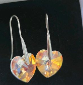 Sparkling Heart Crystal Earrings 925 silver