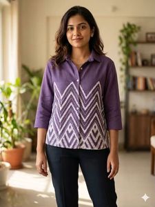 Stylish Purple Chevron Print Top